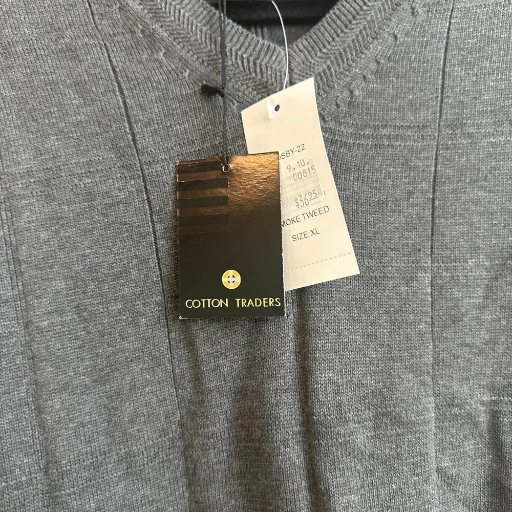 Cotton Trader 100% Cotton Sweater Vest in Smoke Tweed - Picture 4 of 5